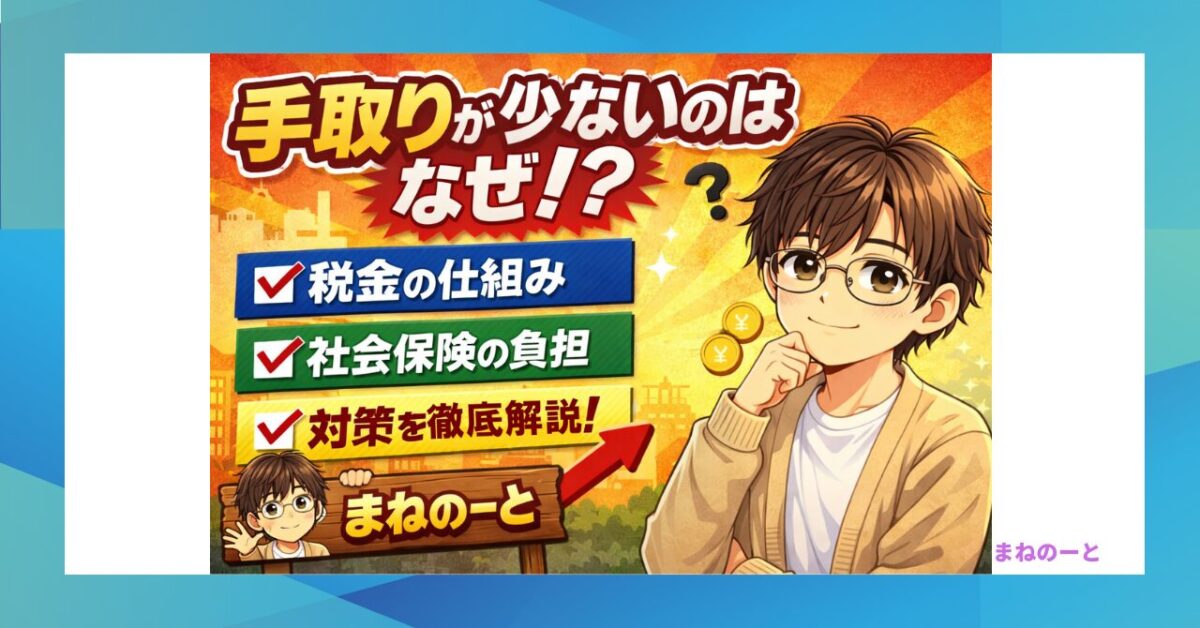 手取りが少ない理由と税金・社会保険のイメージ