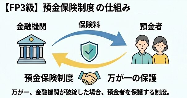 預金保険制度の仕組みと金融機関破綻時の預金者保護を解説した図